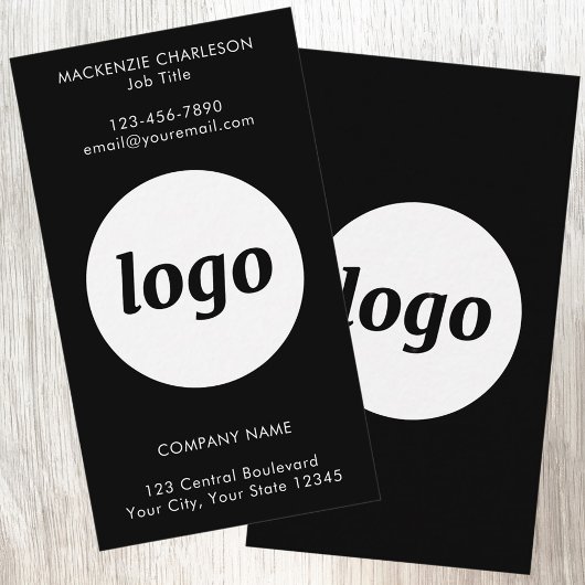Carte De Visite Logo et texte noir simple vertical