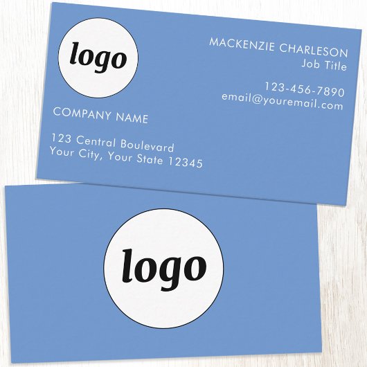 Carte De Visite Logo et texte simple bleu