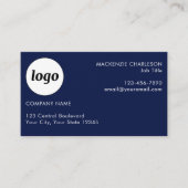 Carte De Visite Logo et texte simple bleu marine (Devant)