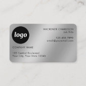 Carte De Visite Logo et texte simple effet argent (Devant)