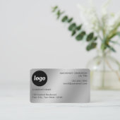 Carte De Visite Logo et texte simple effet argent (Debout devant)