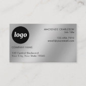 Carte De Visite Logo et texte simple effet argent (Devant)