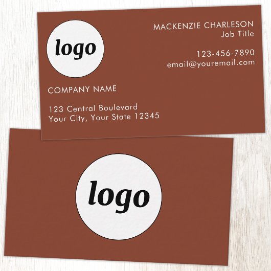 Carte De Visite Logo et Texte Simples Terracotta