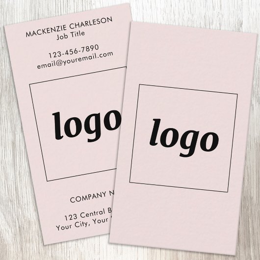 Carte De Visite Logo et texte verticaux Simple Rose Blush