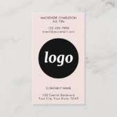 Carte De Visite Logo et texte verticaux simples rose poudré (Devant)