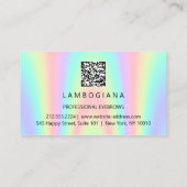 Carte De Visite Logo Eyebrow Microblading Holograph QR Rainbow (Dos)