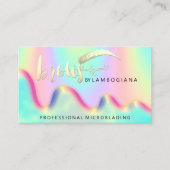 Carte De Visite Logo Eyebrow Microblading Holograph QR Rainbow (Devant)