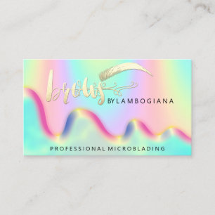Carte De Visite Logo Eyebrow Microblading Holograph QR Rainbow