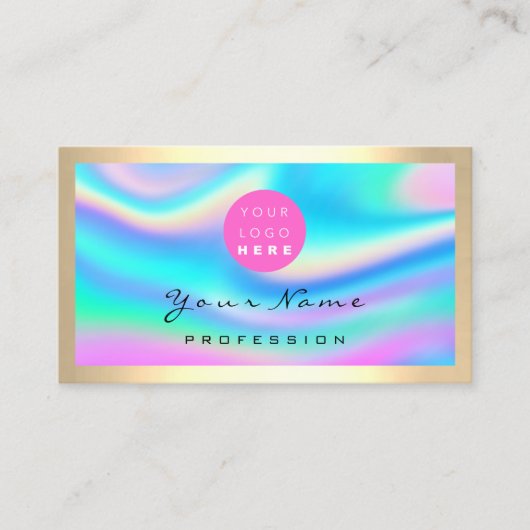Carte De Visite Logo Eyelash maquillage rose coiffeur Holographe (Devant)