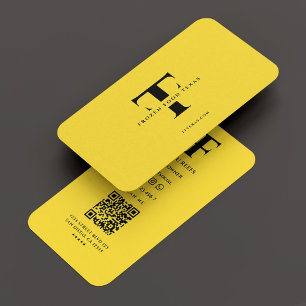 Carte De Visite Logo F T moderne Monogramme jaune noir