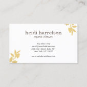 Carte De Visite Logo Faux Gold Floral sur Dark Brown (Dos)