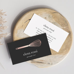 Carte De Visite Logo Faux Rose Gold Whisk   Boulangerie de cuisine