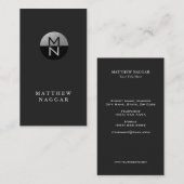 Carte De Visite Logo Faux Silver Foil & Black Circle (Devant / Derrière)