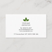 Carte De Visite Logo Feuille de Laurel Vert Personnalisé sur Blanc (Dos)