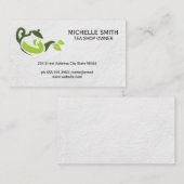 Carte De Visite Logo Feuille de thé vert | Boisson chaude (Devant / Derrière)
