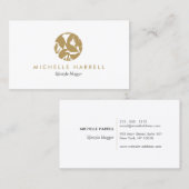 Carte De Visite Logo Feuille Gold Tropical (Devant / Derrière)