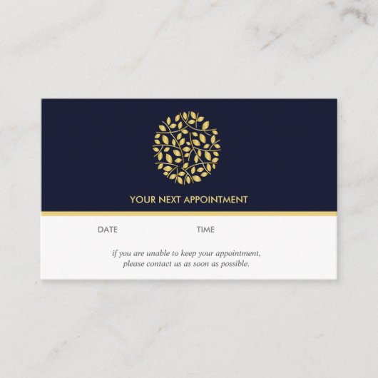 Carte De Visite Logo feuille or | Bleu | massage bien-être yoga (Devant)