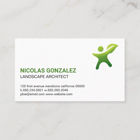 Carte De Visite Logo Feuille pouce verte (Dos)