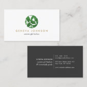 Carte De Visite Logo Feuille tropical pour jardiniers, fleuristes, (Devant / Derrière)