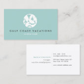 Carte De Visite Logo Feuille Tropical sur Aqua pour location vacan (Devant / Derrière)