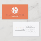 Carte De Visite Logo Feuille Tropical sur Orange pour location vac (Devant / Derrière)