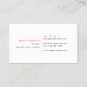 Carte De Visite Logo Feuille Tropical sur Orange pour location vac (Dos)