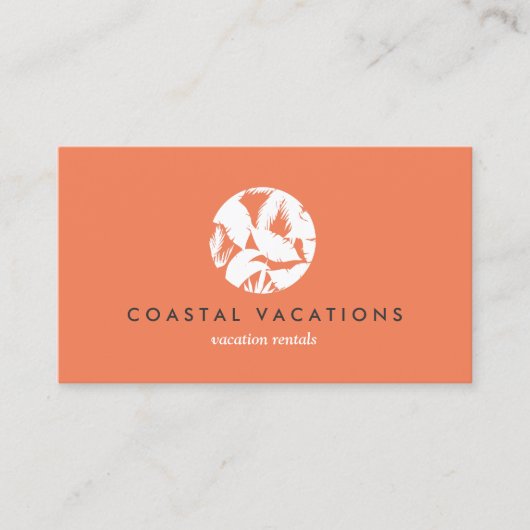 Carte De Visite Logo Feuille Tropical sur Orange pour location vac (Devant)