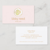 Carte De Visite Logo Feuille vert Spa de beauté rose (Devant / Derrière)