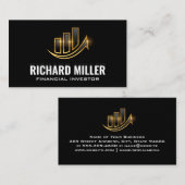 Carte De Visite Logo financier Golden Shine Bar Graph (Devant / Derrière)