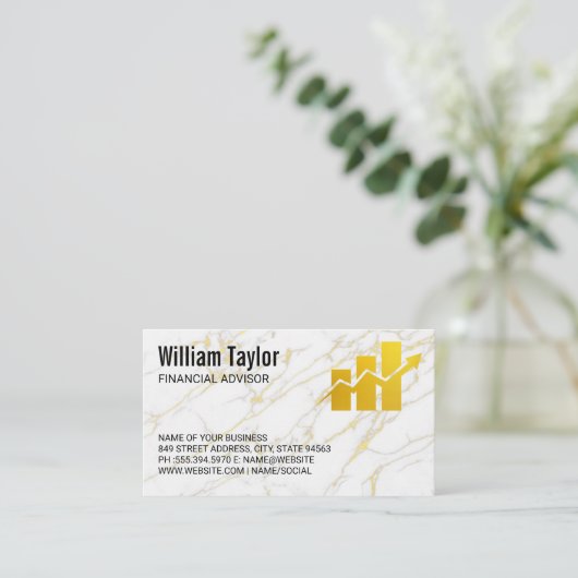 Carte De Visite Logo financier | Marbre or (Debout devant)