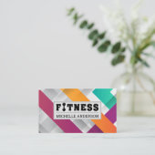 Carte De Visite Logo Fitness Barbell | Lignes de chevauchement col (Debout devant)