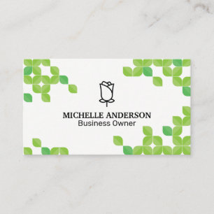 Carte De Visite Logo Fleur Motif de feuille verte