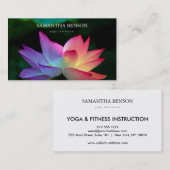 Carte De Visite Logo Fleur Noir & Blanc Élégant Yoga Business Ca (Devant / Derrière)