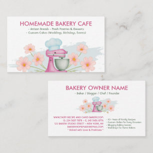 Carte De Visite Logo floral aquarelle violet pour boulangerie