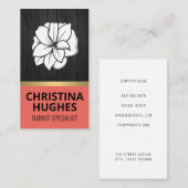 Carte De Visite Logo floral | Arrière - plan en bois (Devant / Derrière)