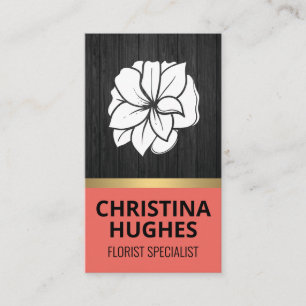 Carte De Visite Logo floral   Arrière - plan en bois