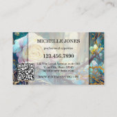 Carte De Visite Logo floral artistique Code QR (Dos)