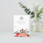 Carte De Visite logo floral bijoux oreille collier Qr code boho (Debout devant)