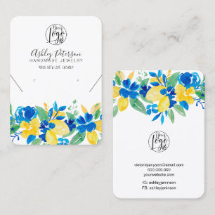 Carte De Visite logo floral bleu citron bijoux collier d'oreille