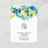 Carte De Visite logo floral bleu citron bijoux collier d'oreille (Dos)