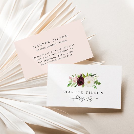 Carte De Visite Logo floral Blush Romance