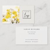 Carte De Visite Logo Floral Boho du Fleur sauvage d'aquarelle jaun (Devant / Derrière)