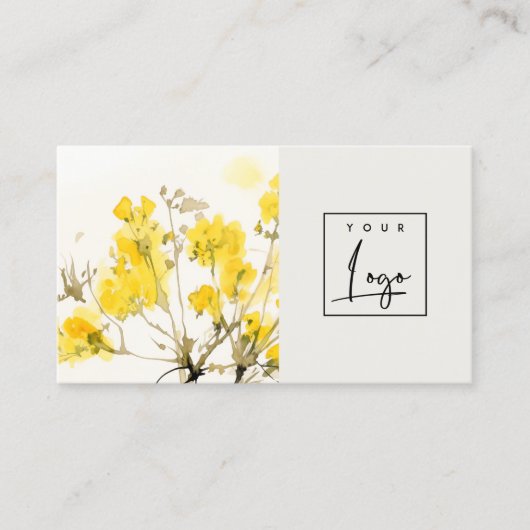 Carte De Visite Logo Floral Boho du Fleur sauvage d'aquarelle jaun (Devant)