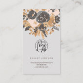 Carte De Visite logo floral boho gris clair commander merci (Dos)