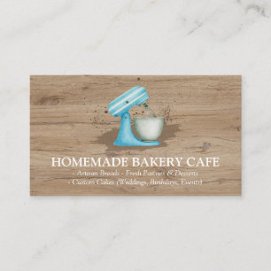 Carte De Visite Logo Floral de Boulangerie à l'Aquarelle Bleue en 