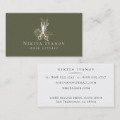 Carte De Visite Logo floral d'or de ciseaux de salon (Devant / Derrière)