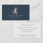 Carte De Visite Logo floral d'or de ciseaux de salon (Devant / Derrière)
