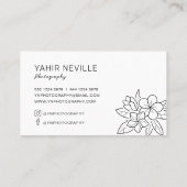 Carte De Visite Logo floral élégant noir et blanc (Dos)
