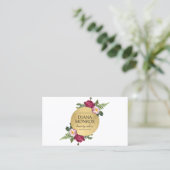 Carte De Visite Logo floral Faux Gold Circle moderne (Debout devant)