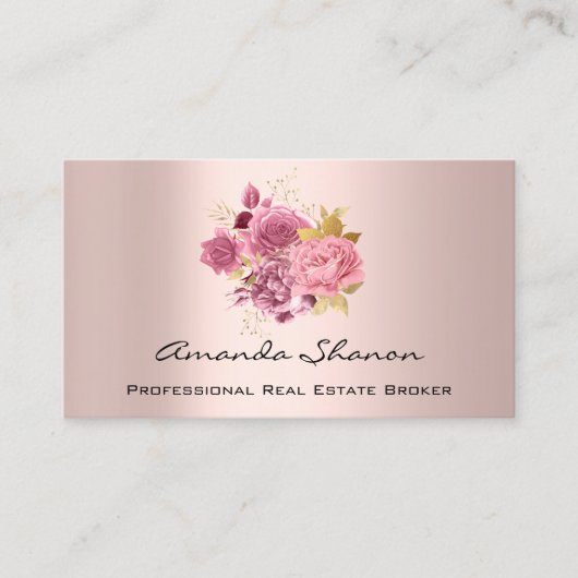 Carte De Visite Logo Floral Pink Wedding planner de l'événement CO (Devant)